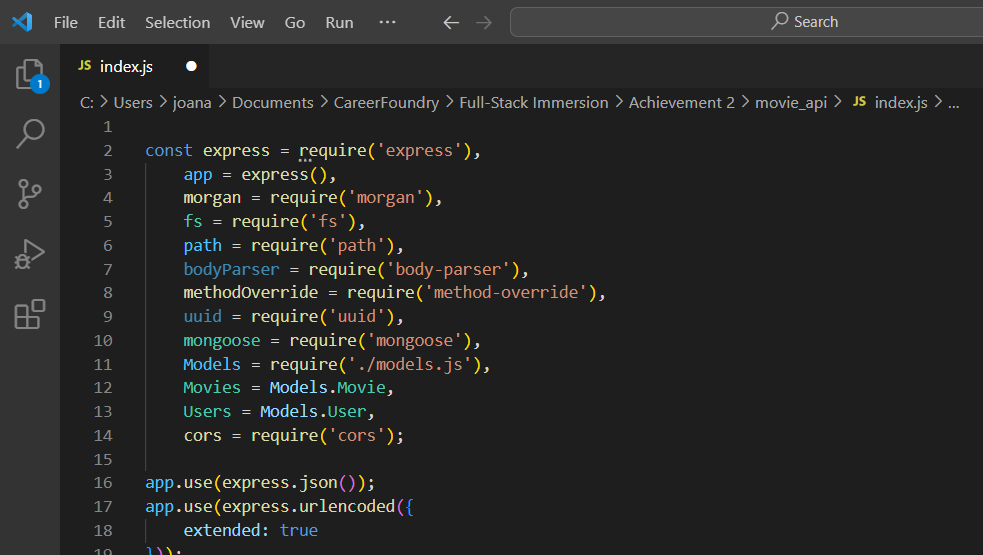 myFlix API printscreen